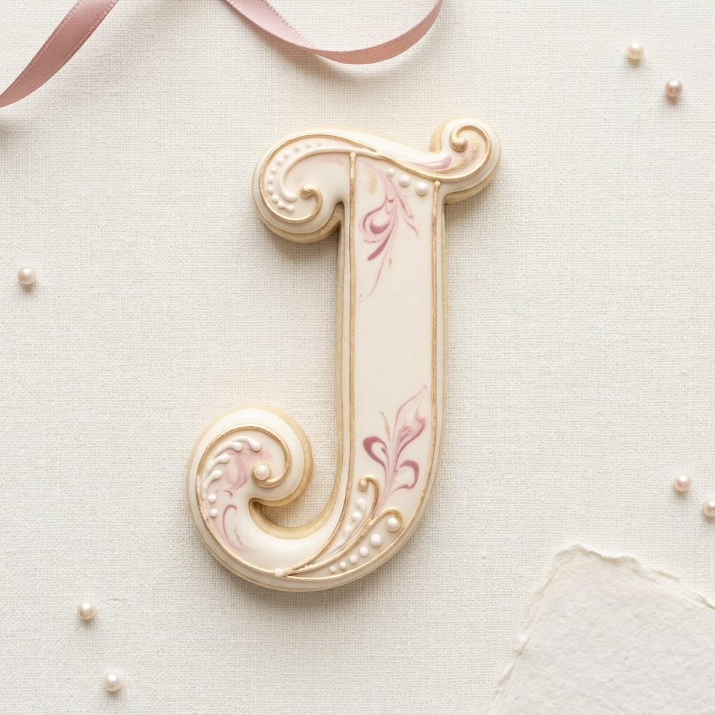 Elegant Letter J Cookie Cutter, 3D Printed Monogram Initial