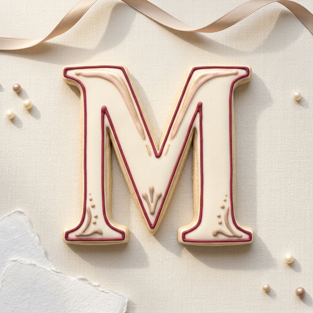 Elegant Letter M Cookie Cutter, 3D Printed Monogram Initial