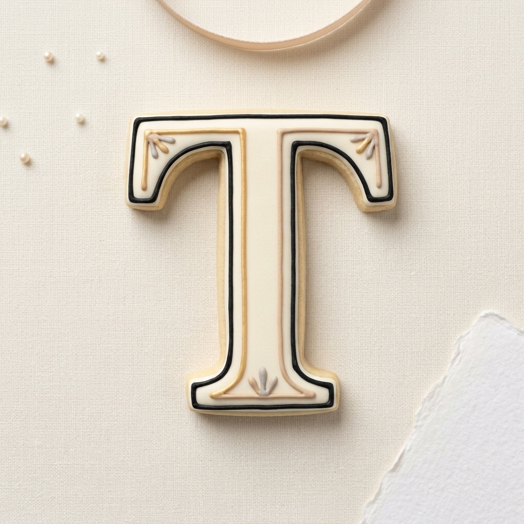 Elegant Letter T Cookie Cutter, 3D Printed Monogram Initial
