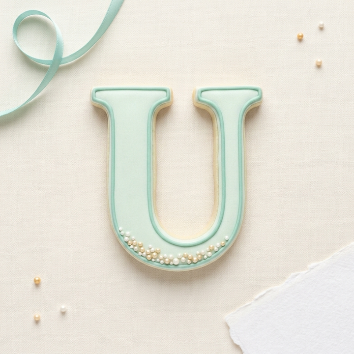 Elegant Letter U Cookie Cutter, 3D Printed Monogram Initial