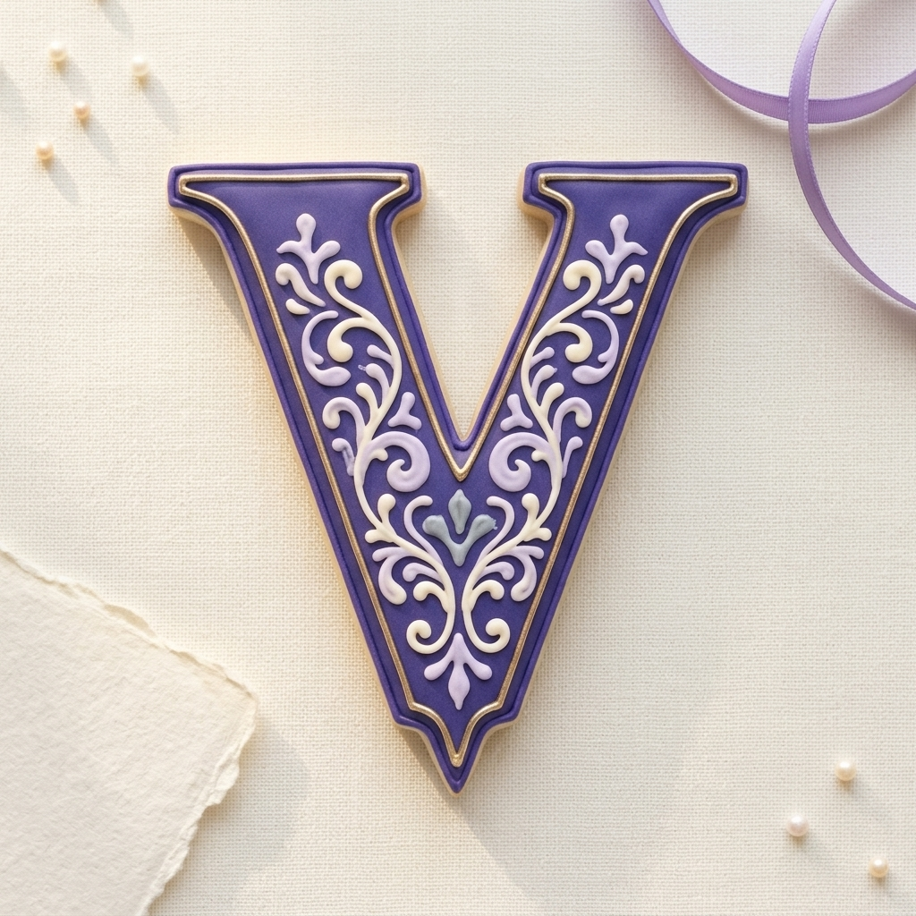 Elegant Letter V Cookie Cutter, 3D Printed Monogram Initial