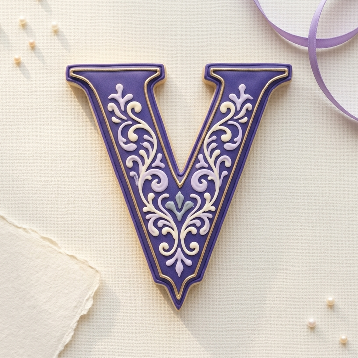 Elegant Letter V Cookie Cutter, 3D Printed Monogram Initial