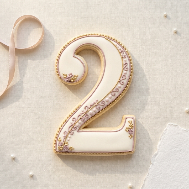Elegant Number 2 Cookie Cutter, 3D Printed Birthday Age