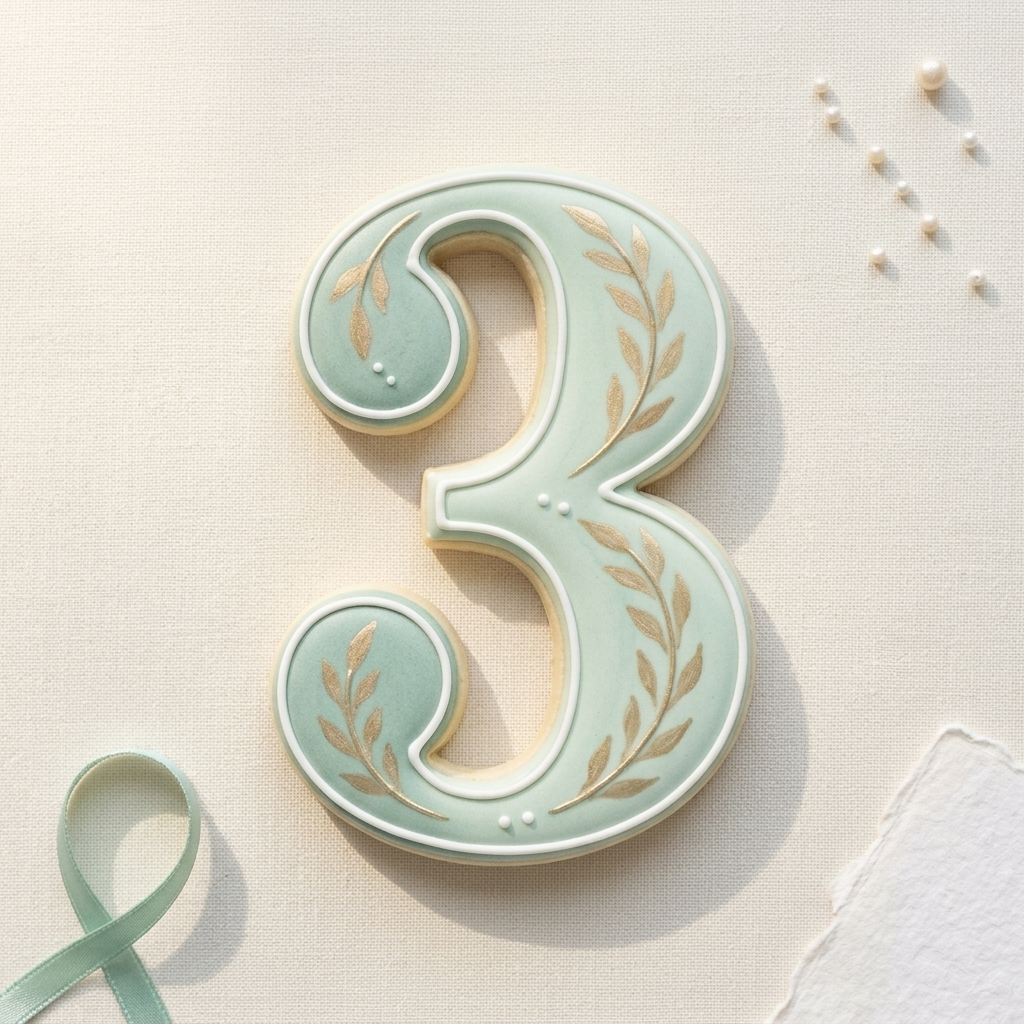 Elegant Number 3 Cookie Cutter, 3D Printed Birthday Age