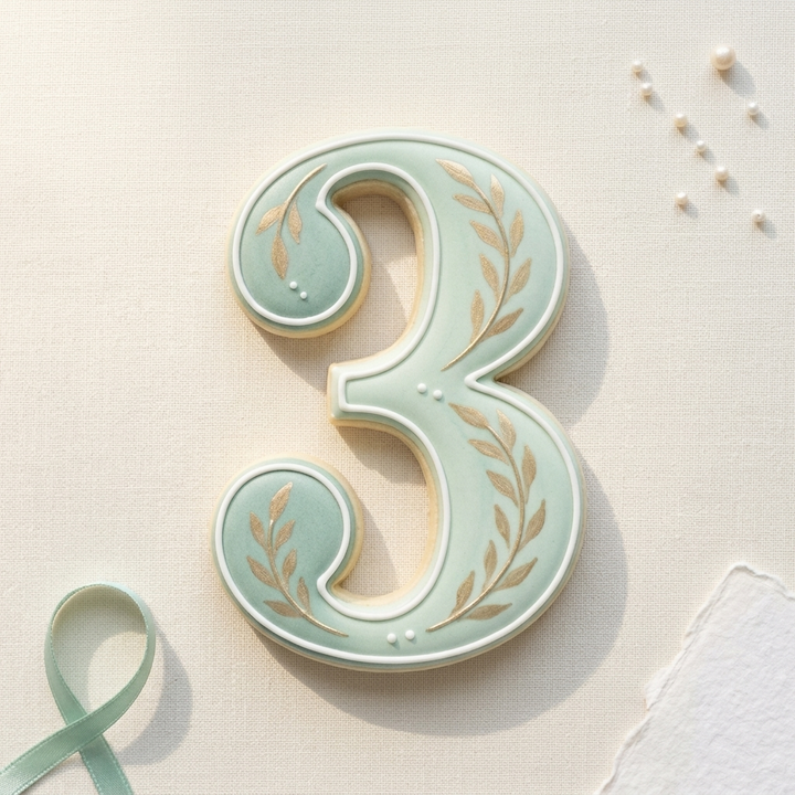 Elegant Number 3 Cookie Cutter, 3D Printed Birthday Age