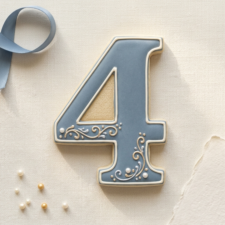 Elegant Number 4 Cookie Cutter, 3D Printed Birthday Age