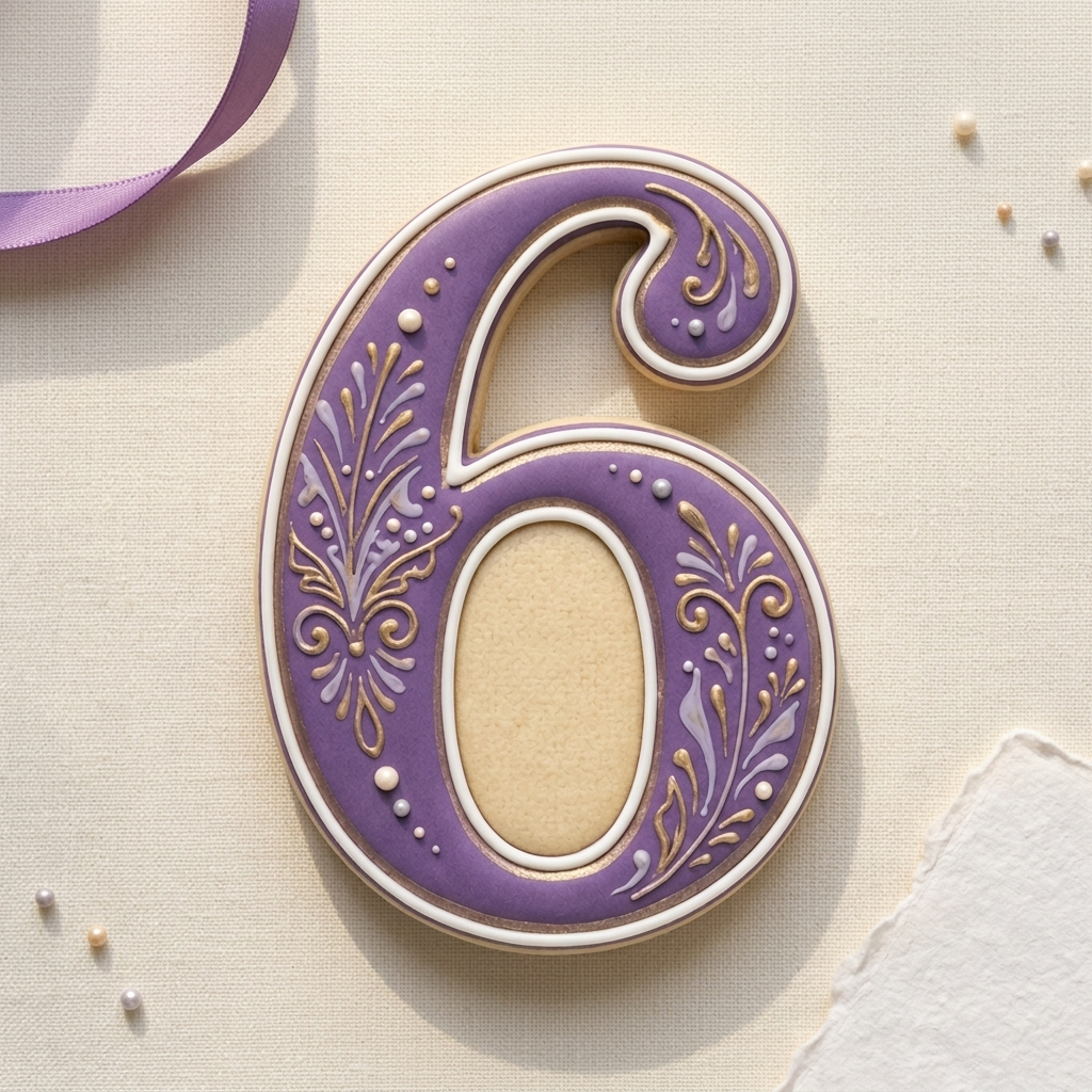 Elegant Number 6 Cookie Cutter, 3D Printed Birthday Age