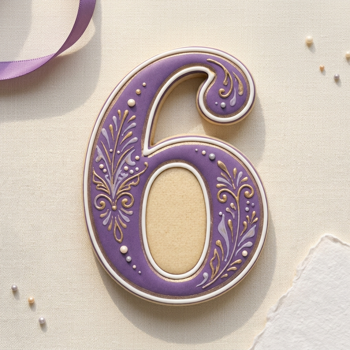 Elegant Number 6 Cookie Cutter, 3D Printed Birthday Age