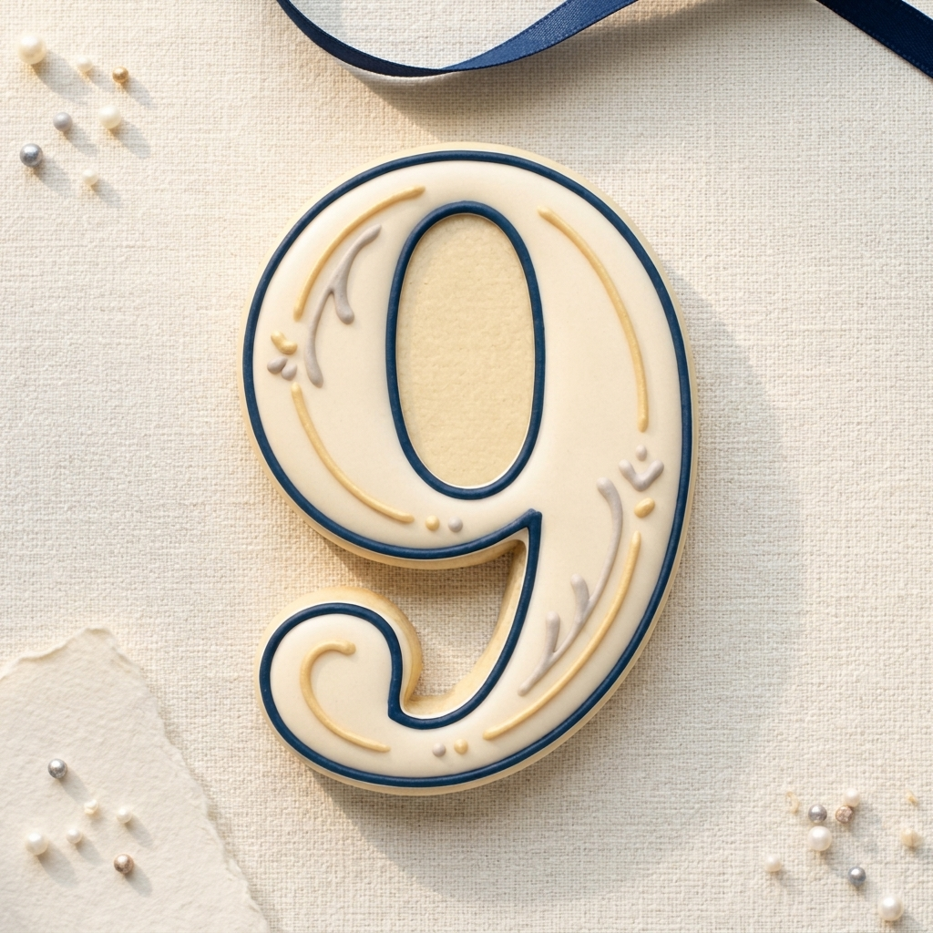 Elegant Number 9 Cookie Cutter, 3D Printed Birthday Age
