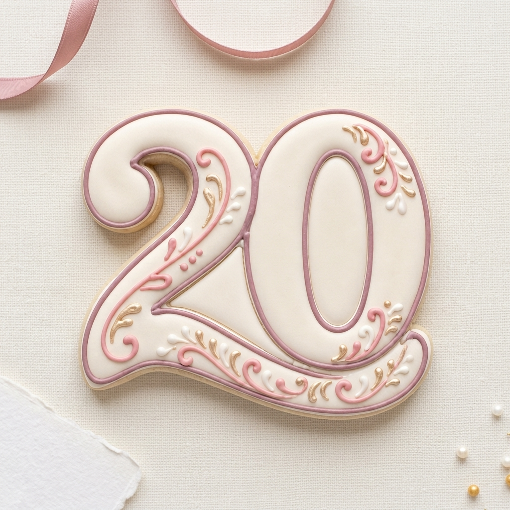Elegant Number 20 Cookie Cutter, 3D Printed Milestone Birthday