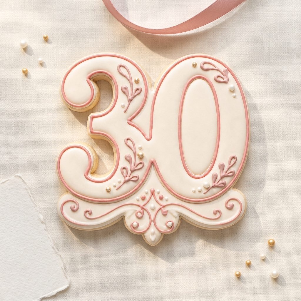 Elegant Number 30 Cookie Cutter, 3D Printed Milestone Birthday
