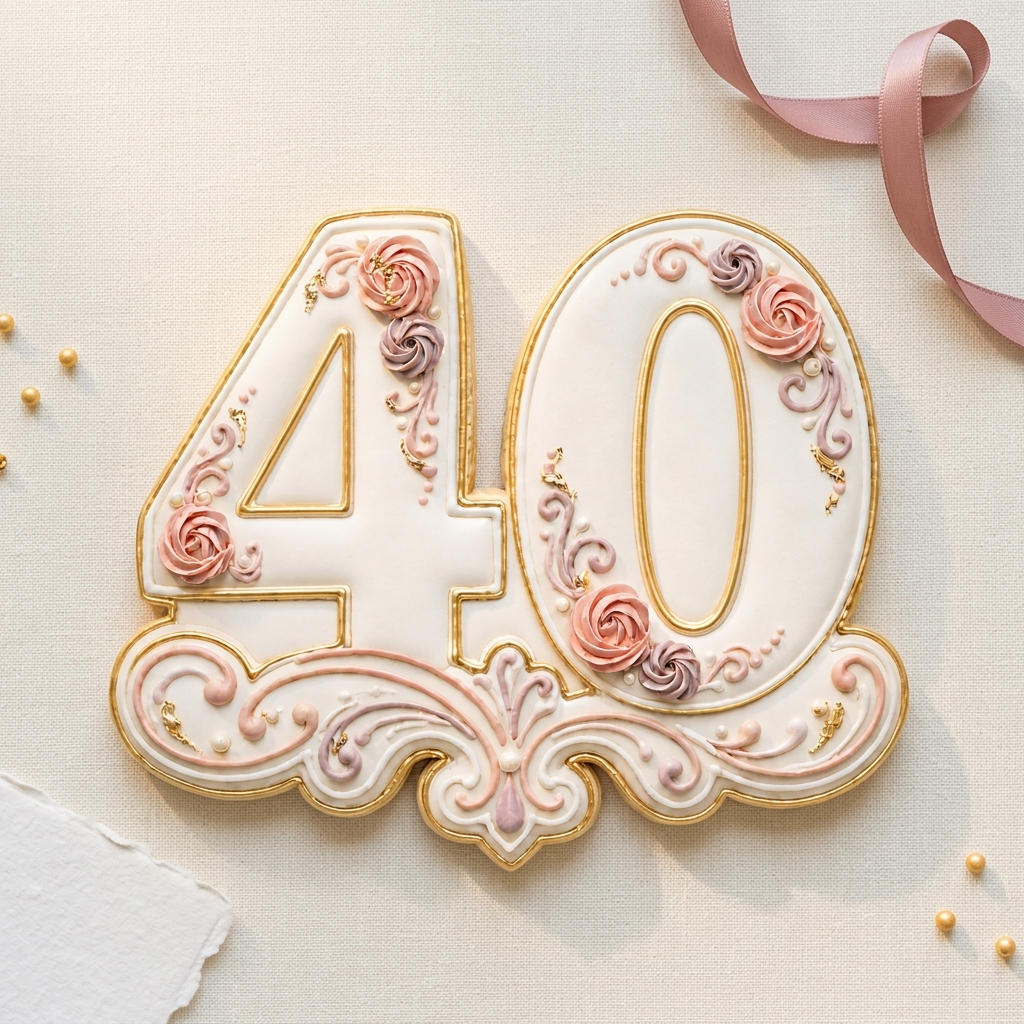 Elegant Number 40 Cookie Cutter, 3D Printed Milestone Birthday