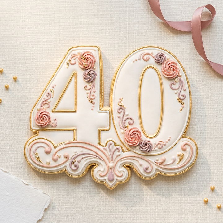 Elegant Number 40 Cookie Cutter, 3D Printed Milestone Birthday