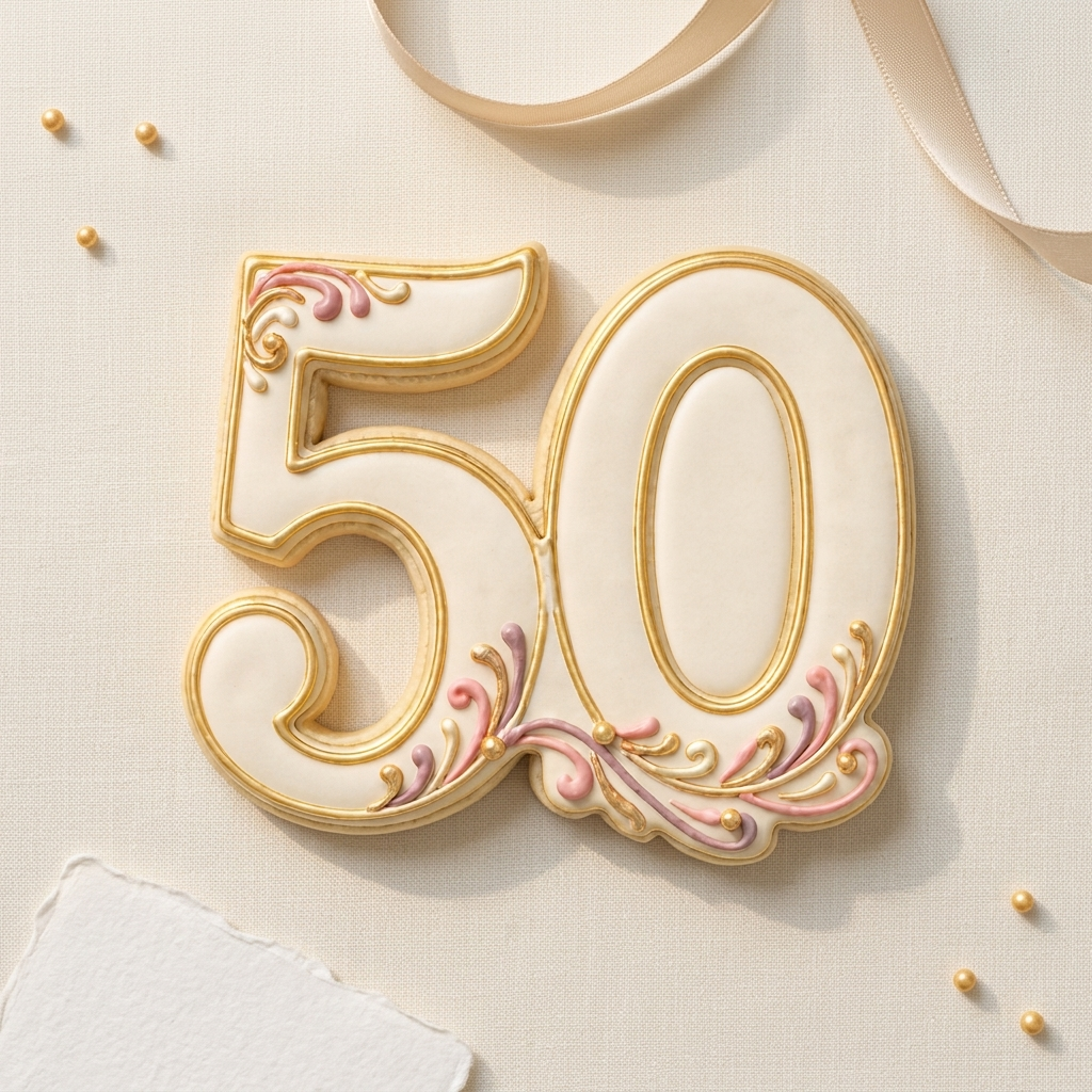 Elegant Number 50 Cookie Cutter, 3D Printed Milestone Birthday
