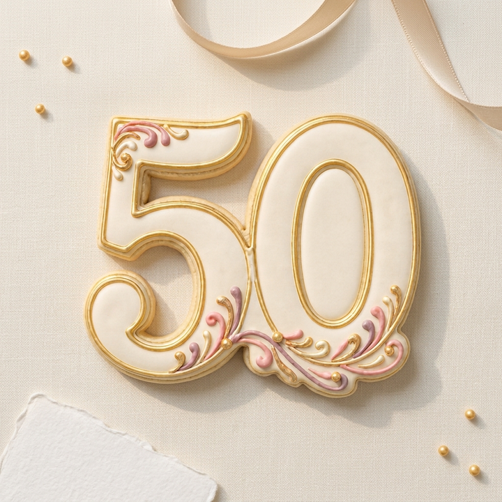 Elegant Number 50 Cookie Cutter, 3D Printed Milestone Birthday