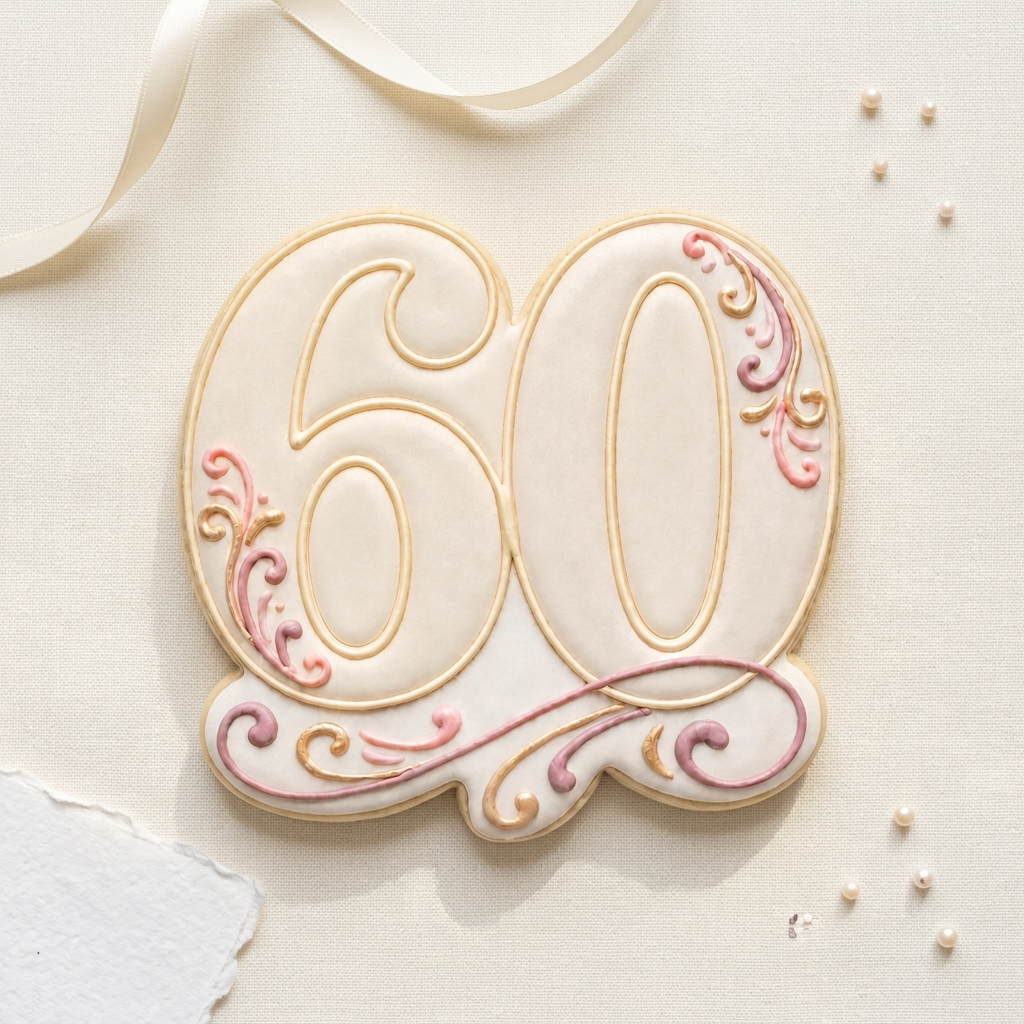 Elegant Number 60 Cookie Cutter, 3D Printed Milestone Birthday