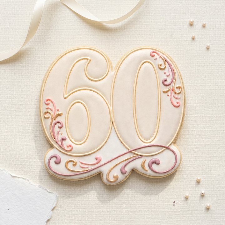 Elegant Number 60 Cookie Cutter, 3D Printed Milestone Birthday