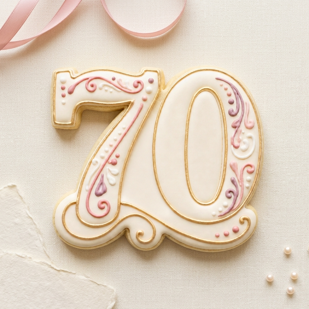 Elegant Number 70 Cookie Cutter, 3D Printed Milestone Birthday