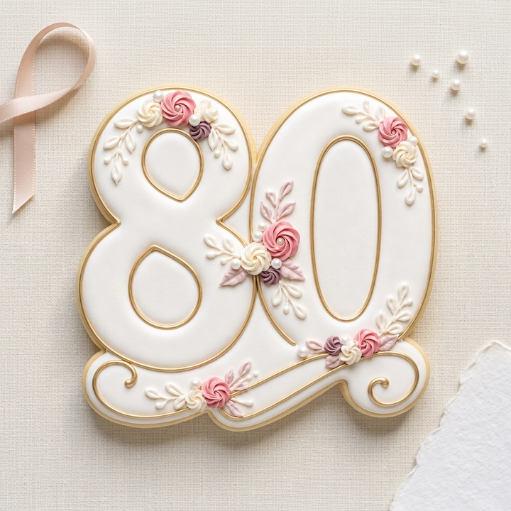 Elegant Number 80 Cookie Cutter, 3D Printed Milestone Birthday