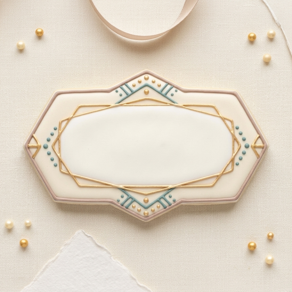Elongated Hexagon Plaque Cookie Cutter, 3D Printed Plaque Shape for Fondant