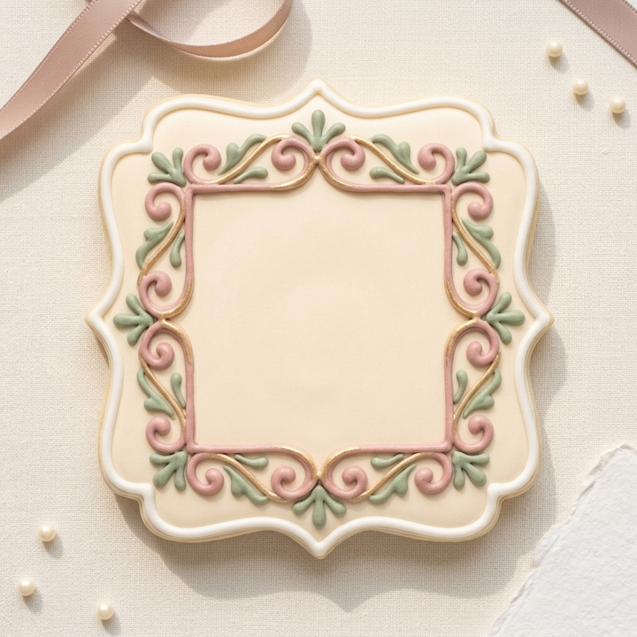 Ornate Square Plaque Cookie Cutter, 3D Printed Plaque Shape for Fondant