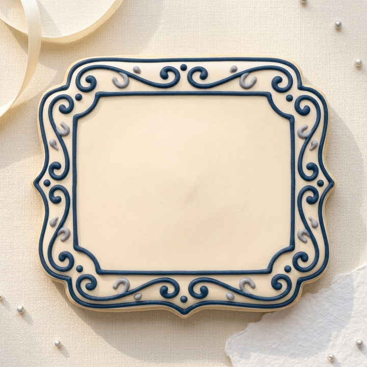 Ornate Rectangle Plaque Cookie Cutter, 3D Printed Plaque Shape for Fondant