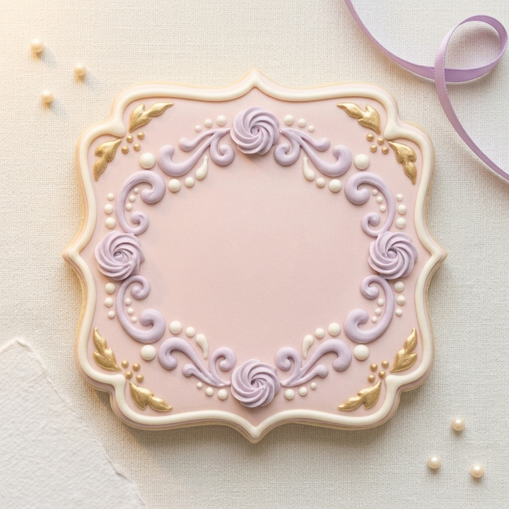 Fancy Rectangle Plaque Cookie Cutter, 3D Printed Plaque Shape for Fondant