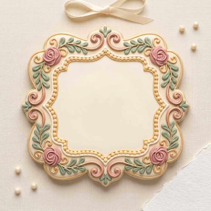 Fancy Square Plaque Cookie Cutter, 3D Printed Plaque Shape for Fondant