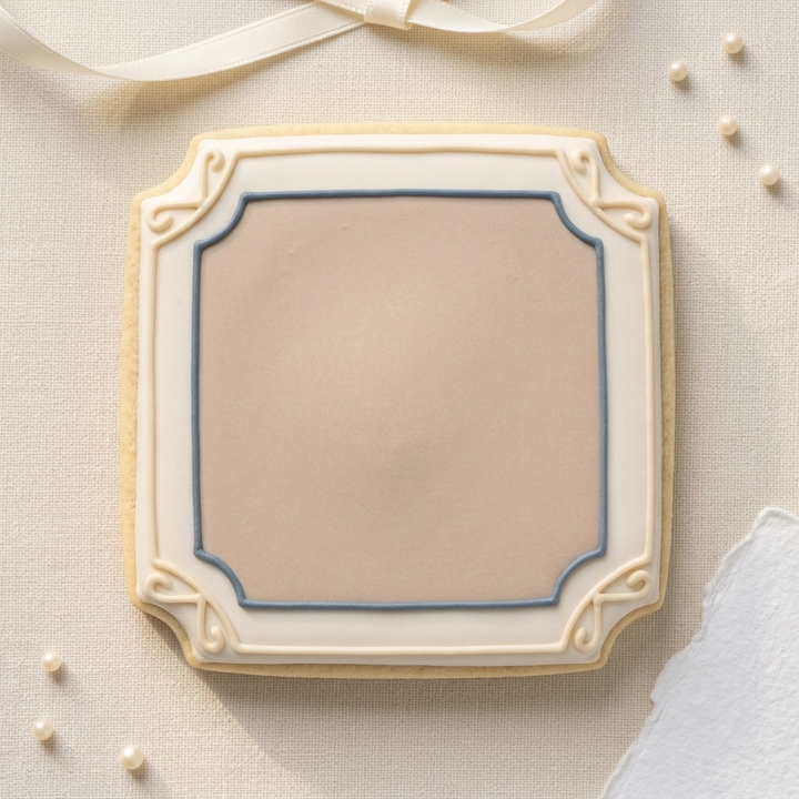 Offset Square Plaque Cookie Cutter, 3D Printed Plaque Shape for Fondant