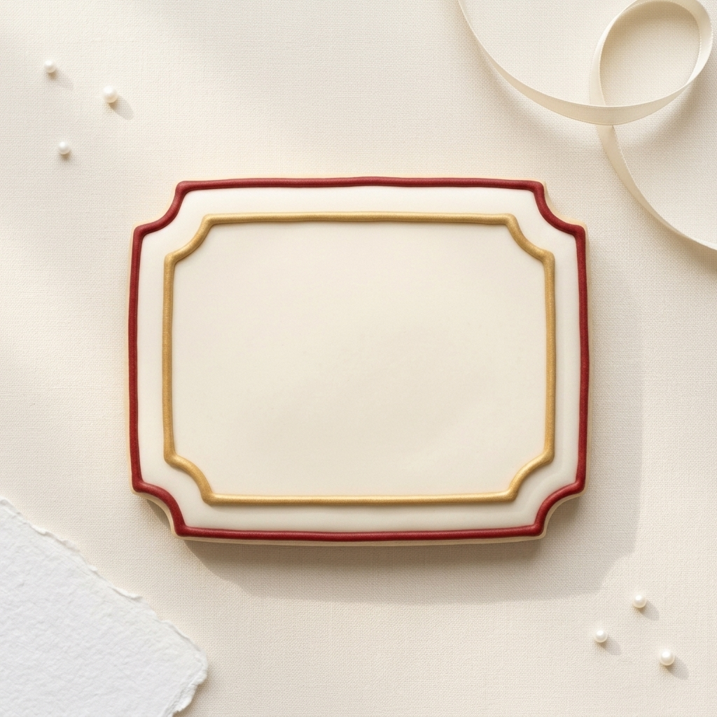 Notched Rectangle Plaque Cookie Cutter, 3D Printed Plaque Shape for Fondant