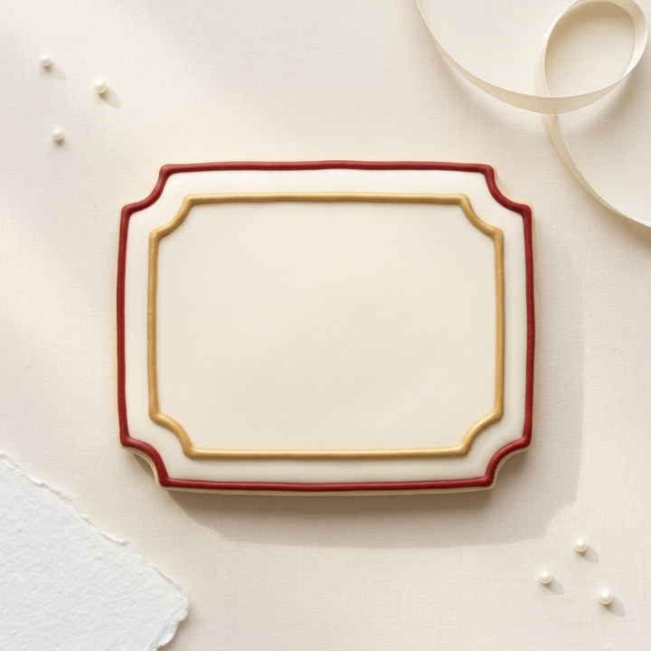 Notched Rectangle Plaque Cookie Cutter, 3D Printed Plaque Shape for Fondant