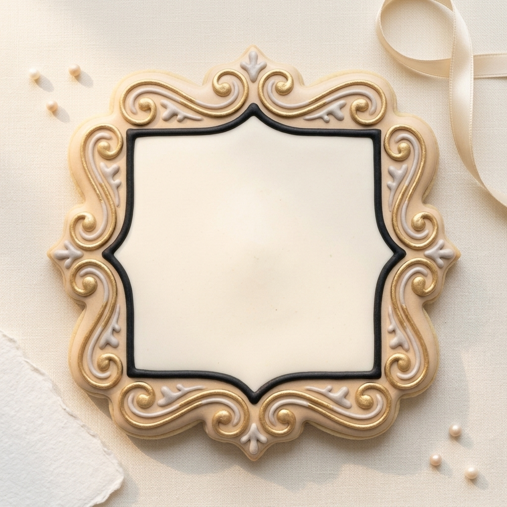 Baroque Plaque Cookie Cutter, 3D Printed Plaque Shape for Fondant