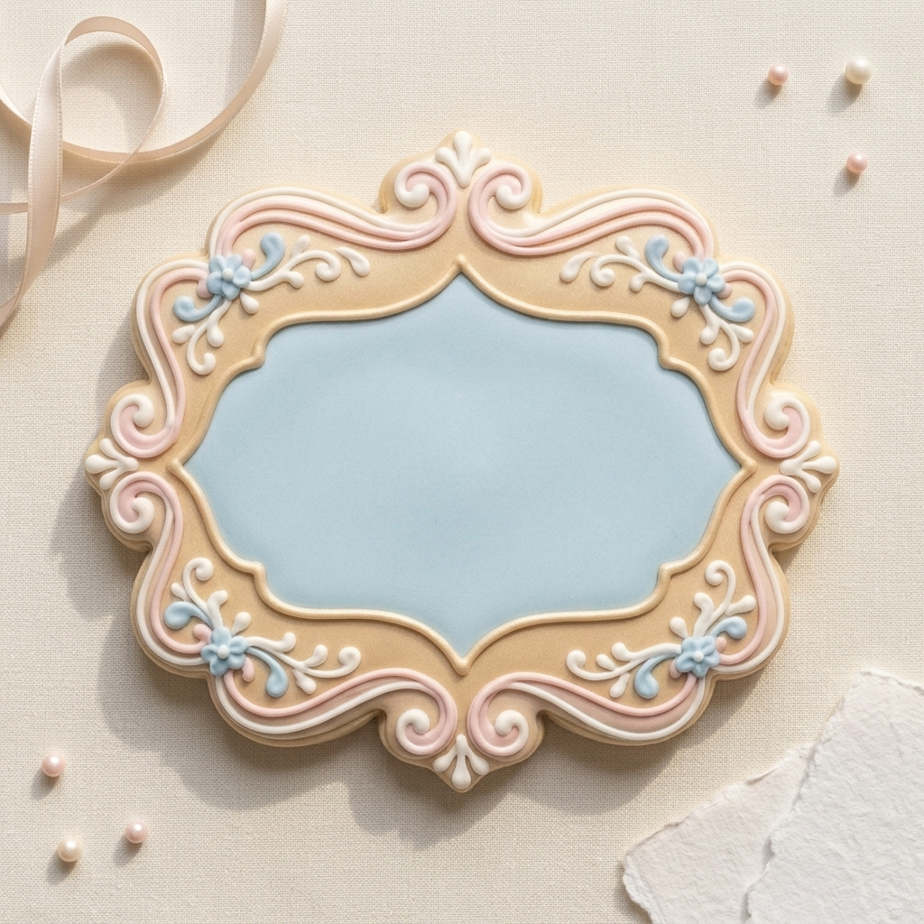 Rococo Plaque Cookie Cutter, 3D Printed Plaque Shape for Fondant