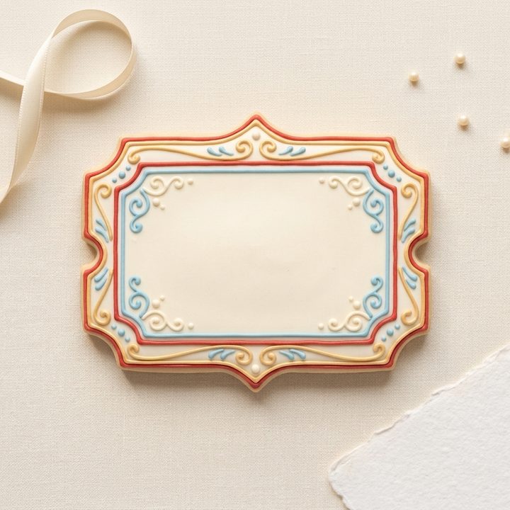Ticket Plaque Cookie Cutter, 3D Printed Plaque Shape for Fondant