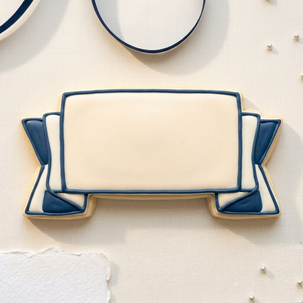 Ribbon Banner Cookie Cutter, 3D Printed Basic Shape for Fondant