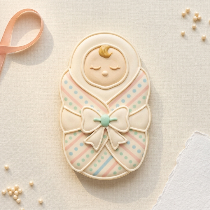 Swaddled Baby Burrito Cookie Cutter, 3D Printed Baby Shower Cutter