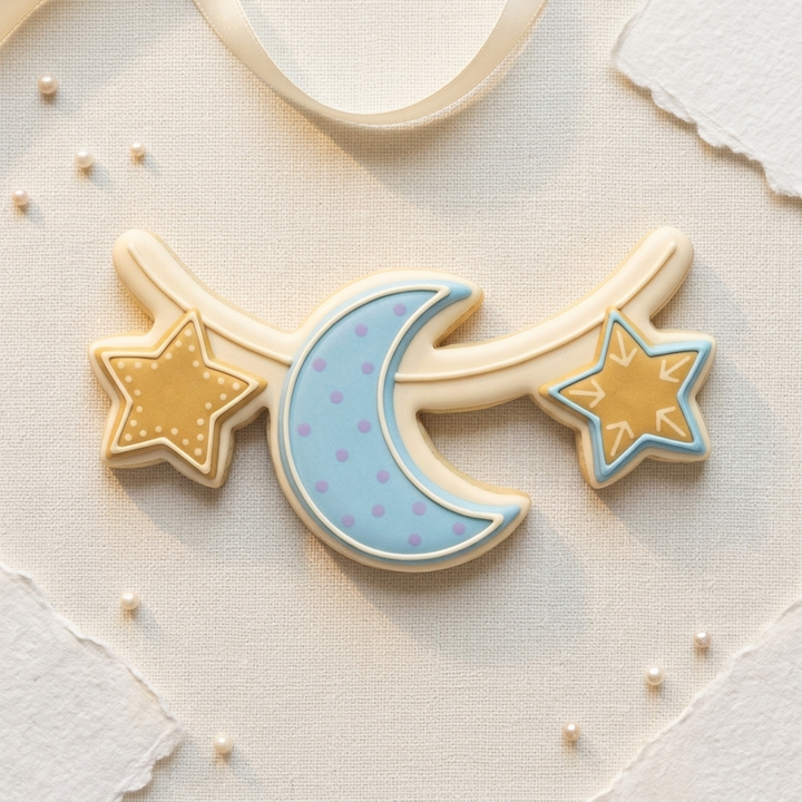 Crescent Star Garland Cookie Cutter, 3D Printed Baby Shower Cutter