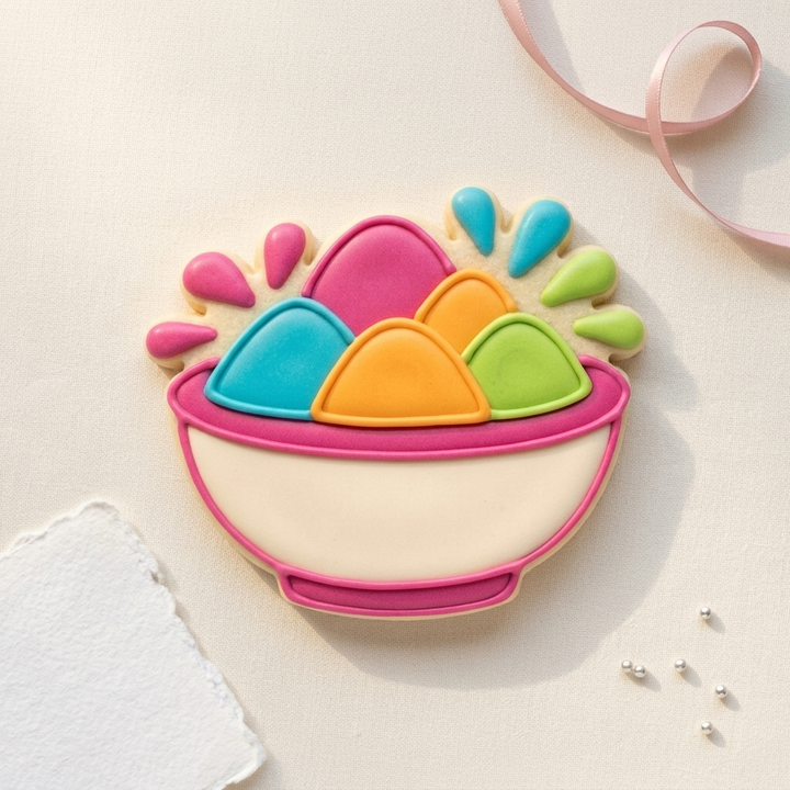 Holi Powder Bowl Cookie Cutter, 3D Printed South Asian Festival Cutter
