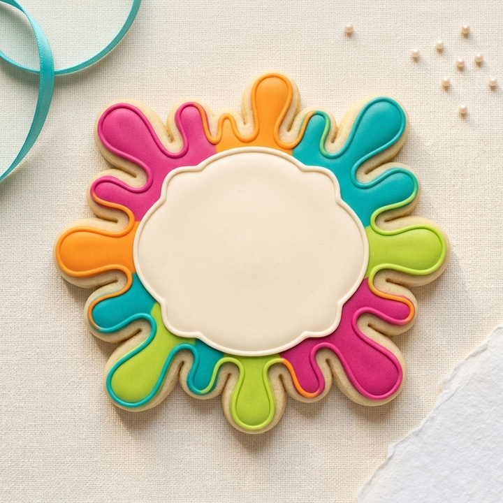 Holi Color Splash Plaque Cookie Cutter, 3D Printed South Asian Festival Cutter