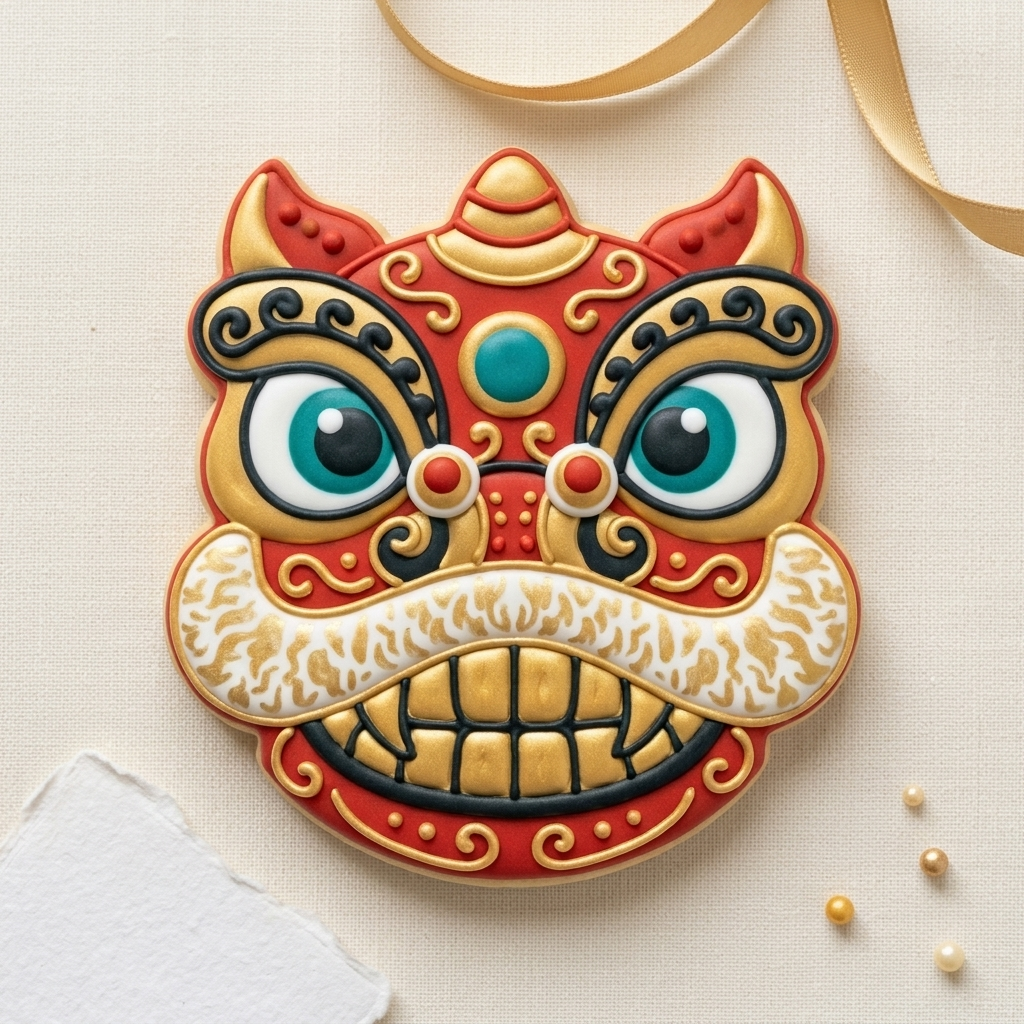Lion Dance Head Cookie Cutter, 3D Printed Lunar New Year Cutter