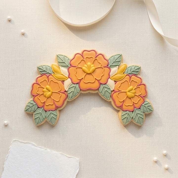 Marigold Flower Crown Cookie Cutter, 3D Printed Dia de Muertos Cutter