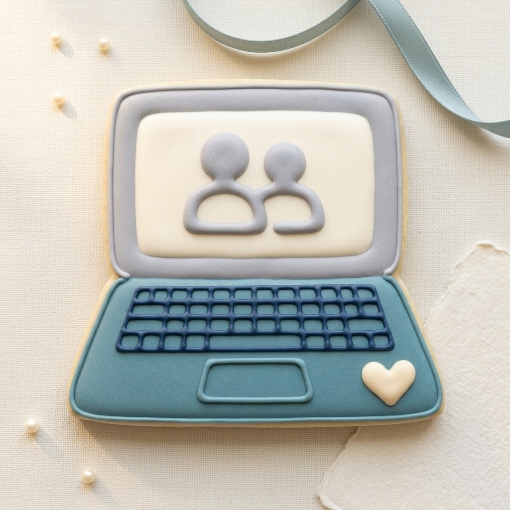 Laptop with Heart Sticker Cookie Cutter, 3D Printed Food Theme Cutter