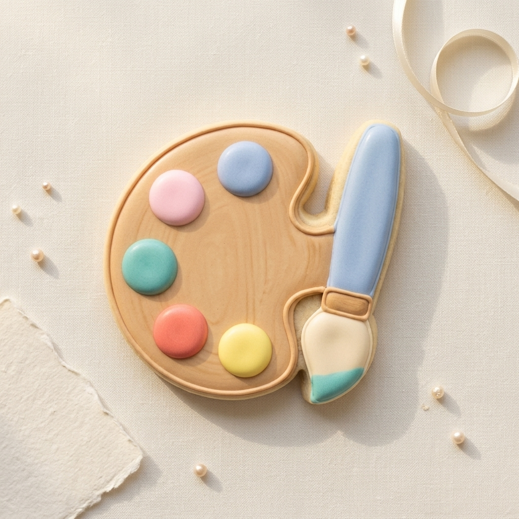 Paint Palette with Brush Cookie Cutter, 3D Printed Food Theme Cutter