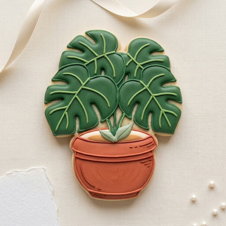 Houseplant Monstera Pot Cookie Cutter, 3D Printed Halloween Cutter