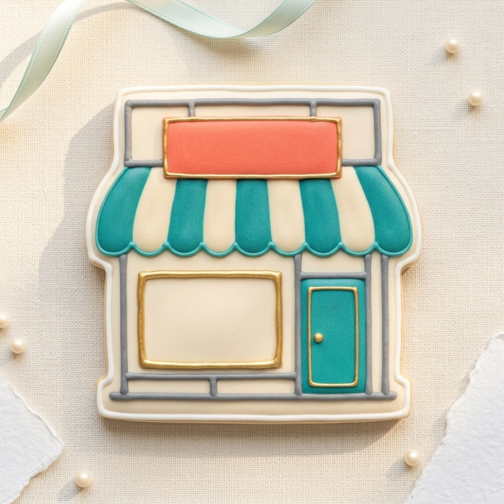 Small Business Storefront Cookie Cutter, 3D Printed Cutter for Fondant