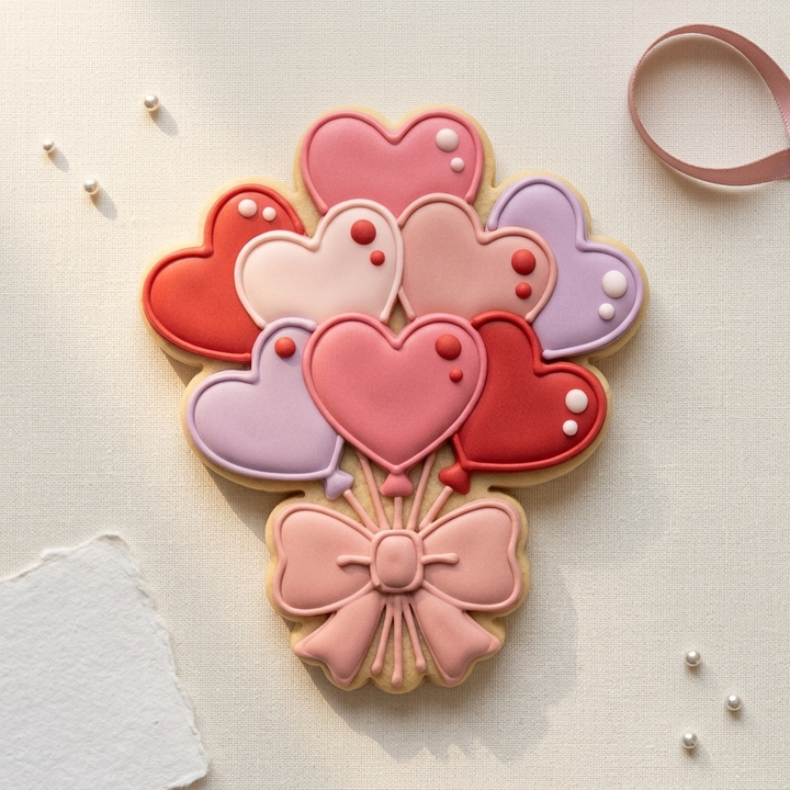 Heart Balloon Bouquet Cookie Cutter, 3D Printed Baby Shower Cutter