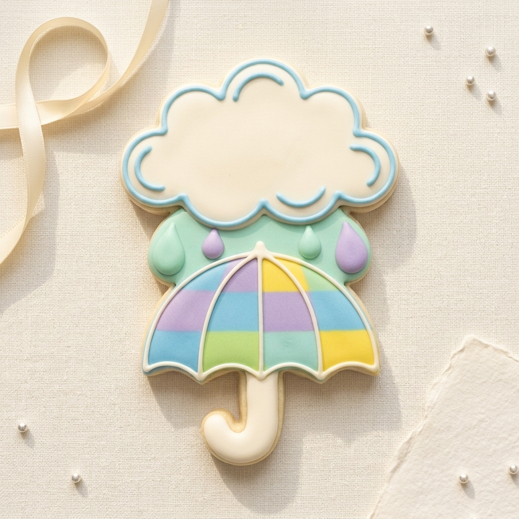 Spring Rain Cloud Umbrella Cookie Cutter, 3D Printed Baby Shower Cutter