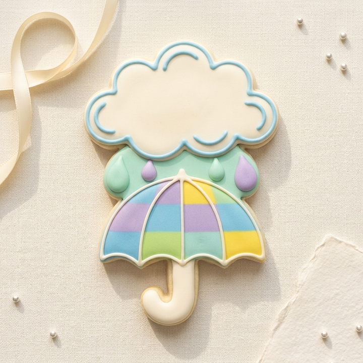 Spring Rain Cloud Umbrella Cookie Cutter, 3D Printed Baby Shower Cutter