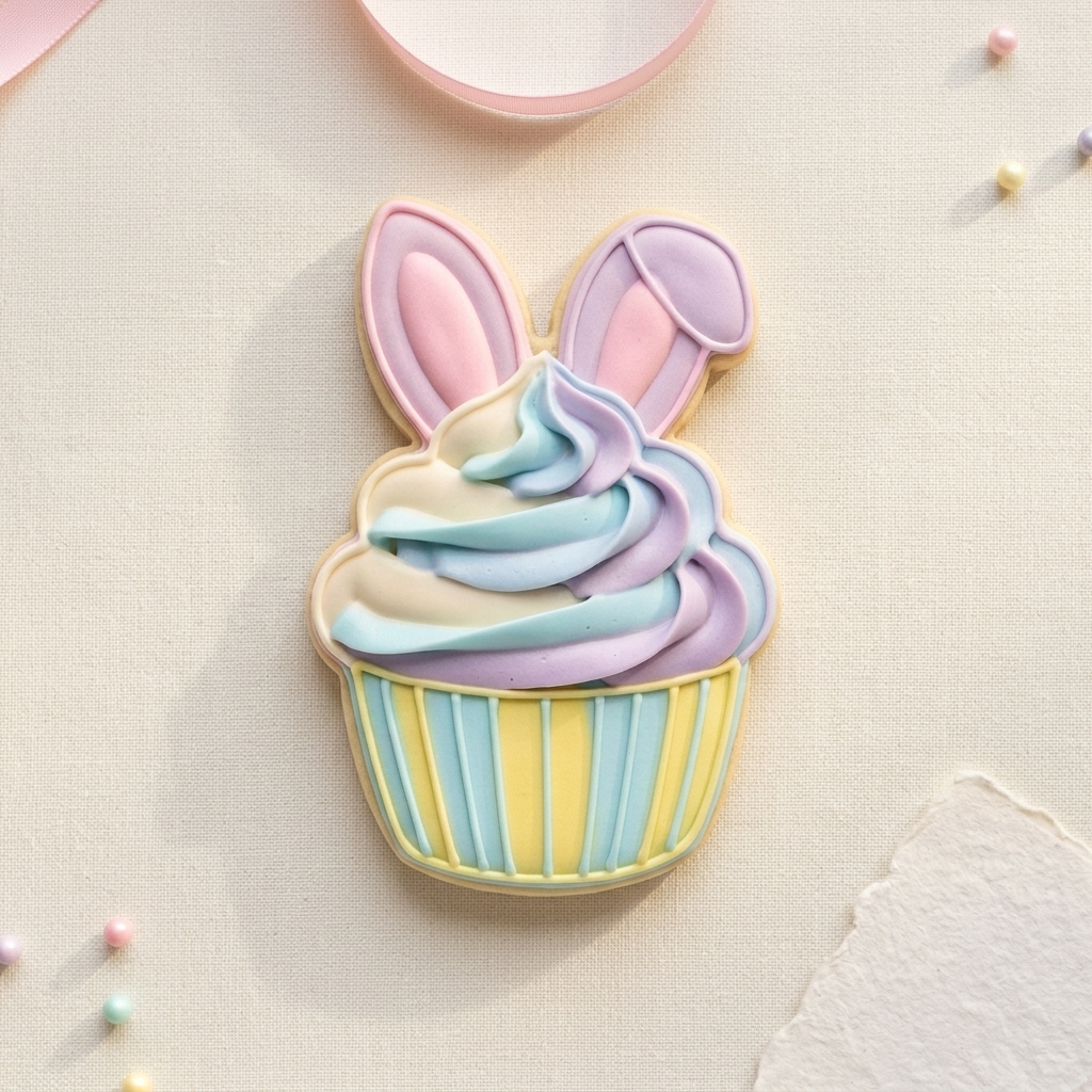 Bunny Ears Cupcake Cookie Cutter, 3D Printed Easter Cutter