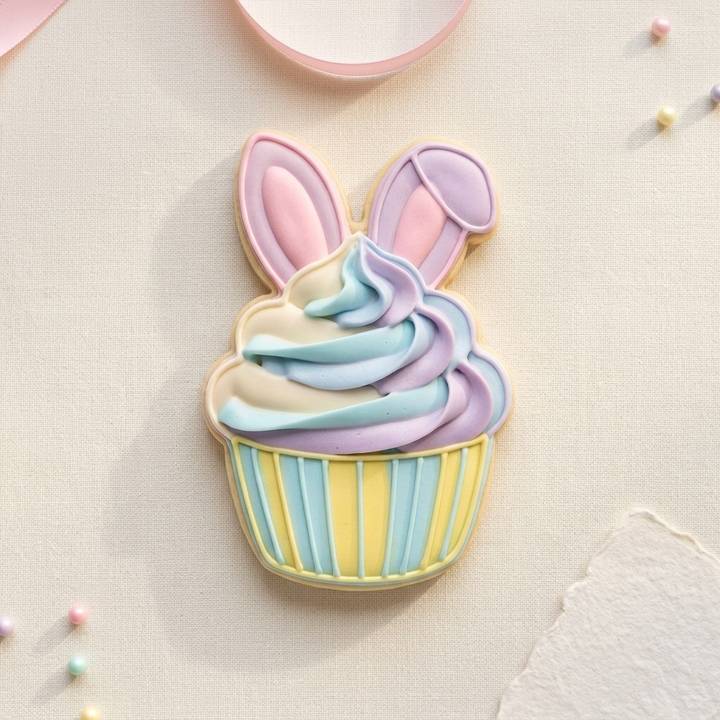 Bunny Ears Cupcake Cookie Cutter, 3D Printed Easter Cutter
